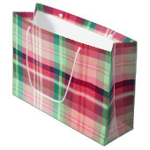 Roze Groene Tartan Plaid Groot Cadeauzakje (Voorkant Gekanteld)