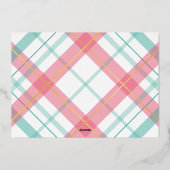 Roze Groene Tartan Plaid Kerst Folie Kaart (Achterkant)