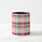 Roze Groene Tartan Plaid Mok (Midden)
