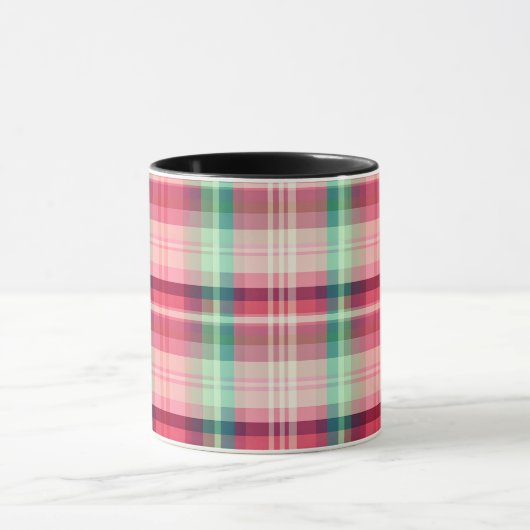 Roze Groene Tartan Plaid Mok (Midden)