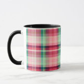 Roze Groene Tartan Plaid Mok (Links)