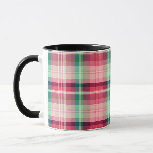Roze Groene Tartan Plaid Mok (Links)