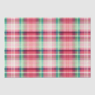 Roze Groene Tartan Plaid Tissuepapier