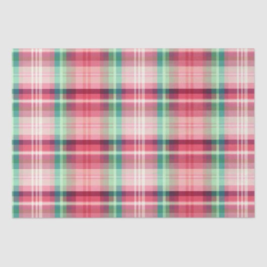 Roze Groene Tartan Plaid Tissuepapier (Voorkant)