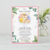 Roze Groene tijger Floral mam Baby shower Kaart (Staand voorkant)