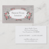  roze groene trompetbloemen visitekaartje (Voorkant / Achterkant)