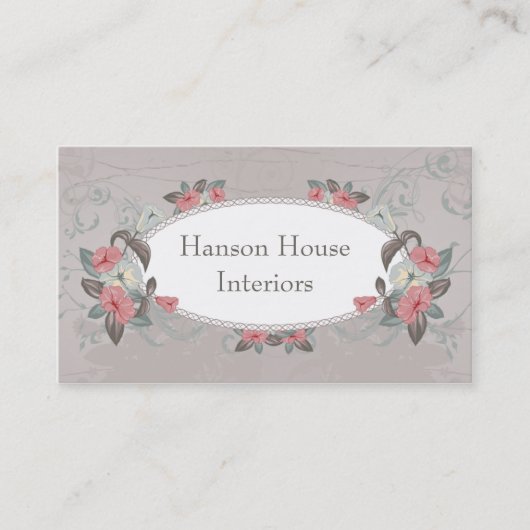  roze groene trompetbloemen visitekaartje (Voorkant)