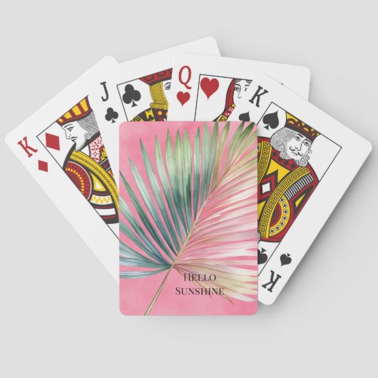 Roze Groene Tropisch Blad Pokerkaarten (Achterkant)
