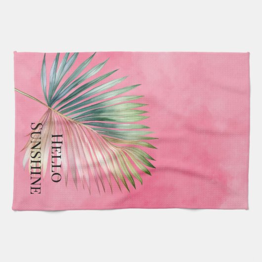Roze Groene Tropisch Blad Theedoek (Horizontaal)