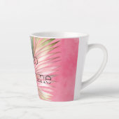 Roze Groene Tropische Blad Latte Mok (Rechts)