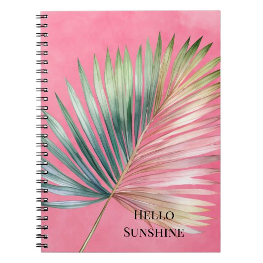 Roze Groene Tropische Blad Notitieboek (Voorkant)