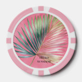 Roze Groene Tropische Blad Poker Chips (Voorkant)