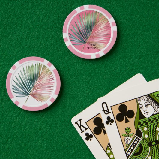 Roze Groene Tropische Blad Poker Chips (Pokertafel (Dubbel))