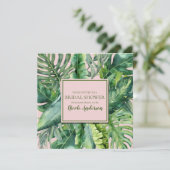 Roze & Groene Tropische Bladeren Bruidsdouche Kaart (Staand voorkant)