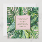 Roze & Groene Tropische Bladeren Bruidsdouche Kaart (Achterkant)