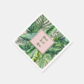 Roze & groene tropische bladeren Sweet 16-feestje Servet (Hoek)