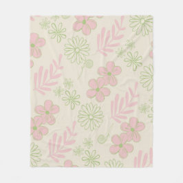 Roze groene tropische bloemen botanische lente zom fleece deken