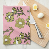 Roze groene tropische bloemen botanische lente zom theedoek (Quarter Fold)