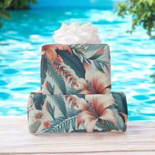 Roze & Groene Tropische Bloemen Hawaiiaanse Palm L Cadeaupapier