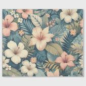 Roze & Groene Tropische Bloemen Hawaiiaanse Palm L Cadeaupapier (Vlak)