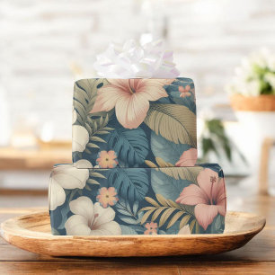 Roze & groene tropische bloemrijke Hawaïaanse palm Cadeaupapier
