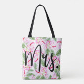 Roze Groene Tropische Botanische Oase BRUID MEVROU Tote Bag (Achterkant)
