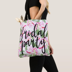 Roze Groene Tropische Botanische Oase Bruidsfeestj Tote Bag