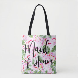 Roze Groene Tropische Botanische Oase Maid of Hono Tote Bag