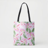 Roze groene tropische botanische oasis blaast Flor Tote Bag (Voorkant)