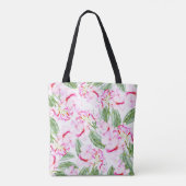 Roze groene tropische botanische oasis blaast Flor Tote Bag (Achterkant)