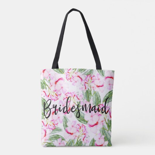 Roze groene tropische botanische oasis BRIDESMAID Tote Bag (Achterkant)