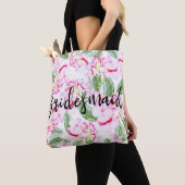 Roze groene tropische botanische oasis BRIDESMAID Tote Bag (Dichtbij)