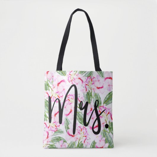 Roze Groene Tropische Oase Botanisch BRUID / MEVRO Tote Bag (Voorkant)