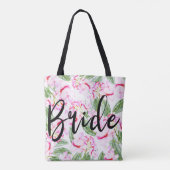 Roze Groene Tropische Oase Botanisch BRUID / MEVRO Tote Bag (Achterkant)