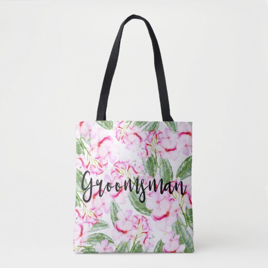 Roze groene tropische oase botanische GROOMSMAN Tote Bag (Voorkant)