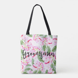 Roze groene tropische oase botanische GROOMSMAN Tote Bag
