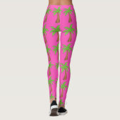 Roze groene Tropische palmbomen op het eiland Legg Leggings (Achterkant)