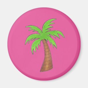 Roze/groene tropische palmboom Magnet