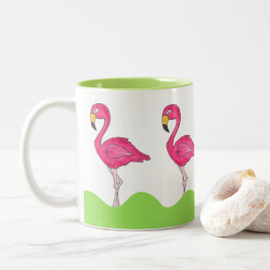 Roze groene Tropische Roze Flamingo Flamingos Mok