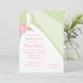 Roze Groene Trouwjurk Vrijgezellenfeest Kaart (Staand voorkant)