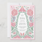 Roze groene Tuin Bruidsmeisjes Uitnodiging (Voorkant)