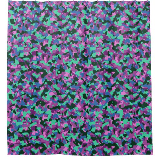 Roze groene turquoise Camouflage Camo Pattern Douchegordijn (Voorkant)