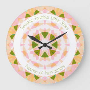Roze Groene Twinkle Kleine Star Baby Kwekerij Twin Grote Klok
