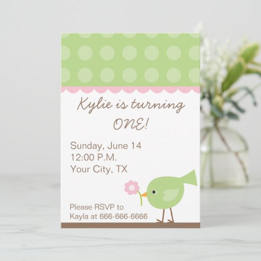 Roze + Groene uitnodiging van de Partij van de Gro (Staand voorkant)