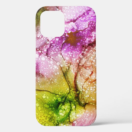 Roze, groene, unieke Waterverf zwendelpatroon Case-Mate iPhone Case (Achterkant)