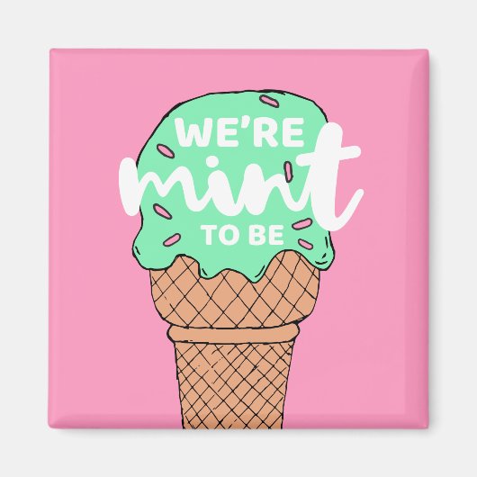 Roze groene Valentijn schetsen Mint om Ice Cream t Magneet (Voorkant)