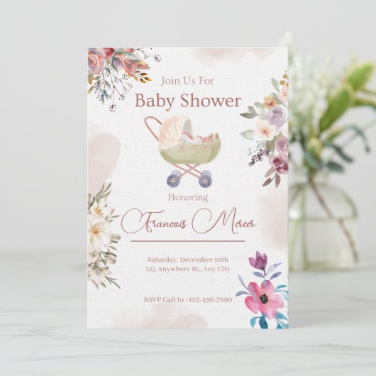Roze groene ventilator Baby shower Kaart (Staand voorkant)