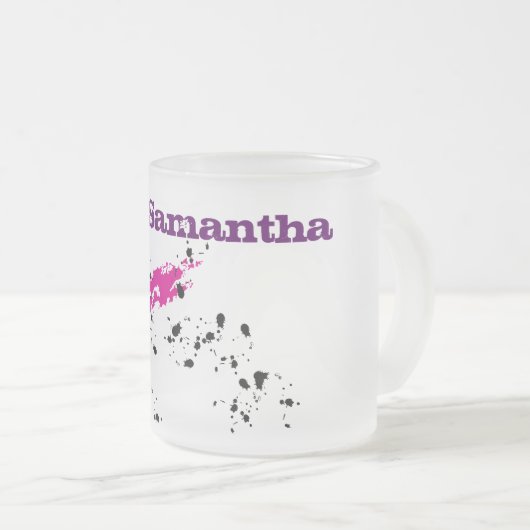 Roze groene verf Frosted Glass Coffee Mok Cup (Voorkant rechts)