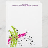 Roze groene verf inkt briefpapier gepersonaliseerd briefhoofd (Voorkant / Achterkant)