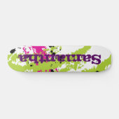 Roze Groene Verf Splash Ink Mini Skateboard (Horizontaal)